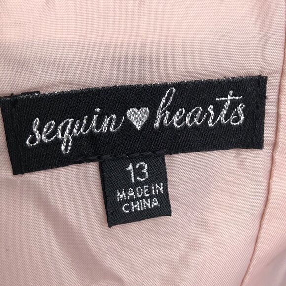 Sequin Hearts Ruffle Hem Off Shoulder Mermaid Gown - Picture 6 of 8